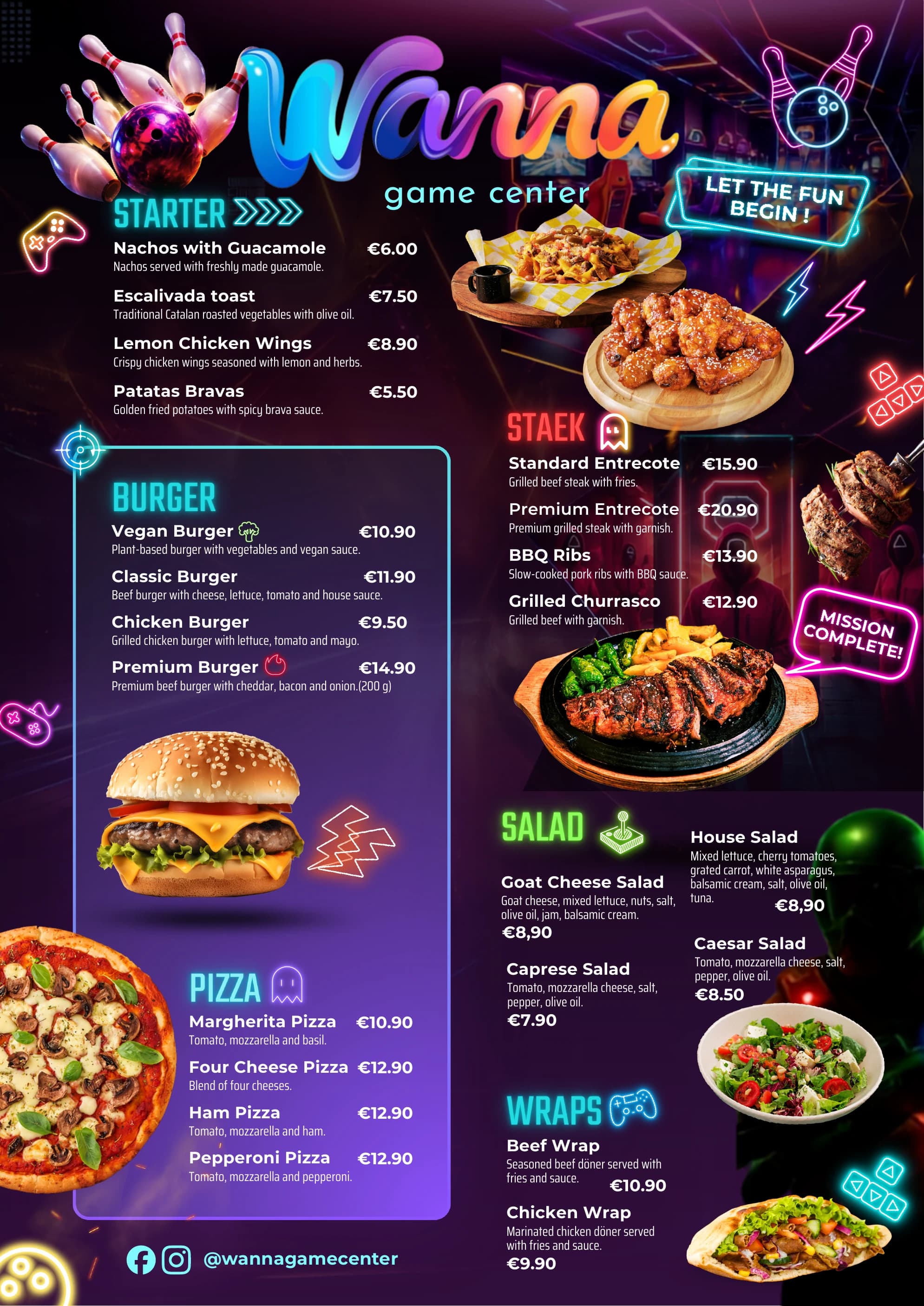 Restaurant menu: Food